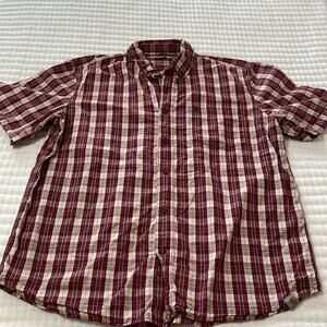Men's Carhartt Red/Cream Plaid Short Sleeve Button Down Shirt Size XL
